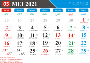 Kalender Bulan Mei 2021 Lengkap Hari Libur Nasional Kalender Jawa Bulan Mei 2021 Hari Pasaran Jawa kalender Hijriyah Bulan Mei 2021